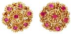 Vintage 18K gouden robijn oorbellen gemerkt 750 goud, Sieraden, Tassen en Uiterlijk, Antieke sieraden, Ophalen, Goud, Oorbellen
