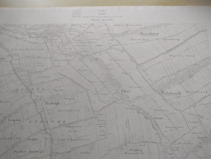 483 Vlist Stolwijk Polsbroek Hoenkoop Plattegrond 1914, Antiek en Kunst, Kunst | Litho's en Zeefdrukken, Ophalen of Verzenden