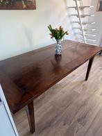 Eettafel Massief teakhouten vintage tafel 200 cm, Ophalen, Gebruikt, Teakhout, 200 cm of meer