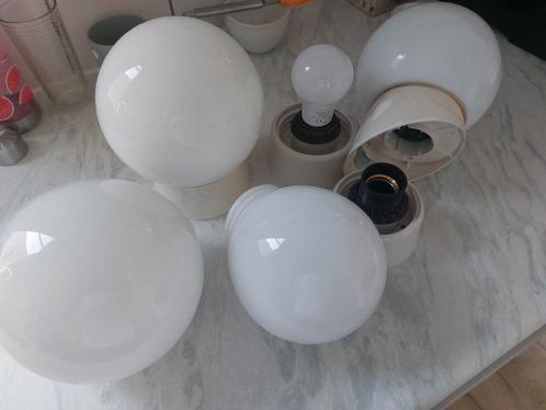 Plafond/wandlampen 4 stuks met glazen bol, Huis en Inrichting, Lampen | Plafondlampen, Zo goed als nieuw, Ophalen