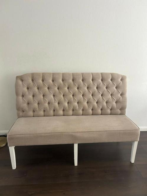 Landelijke beige eetbank, Huis en Inrichting, Banken | Sofa's en Chaises Longues, Gebruikt, Tweepersoons, Minder dan 150 cm, Stof