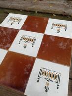 21 art deco wandtegels oker/groen decor 15x15cm, Antiek en Kunst, Ophalen