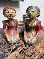 Javaans houtsnijwerk echtpaar Indonesie Loro Blonyo rood set, Antiek en Kunst, Ophalen of Verzenden