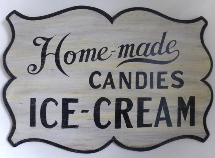 Groot houten paneel / bord / ijssalon / Homemade Ice Cream, Verzamelen, Merken en Reclamevoorwerpen, Zo goed als nieuw, Reclamebord