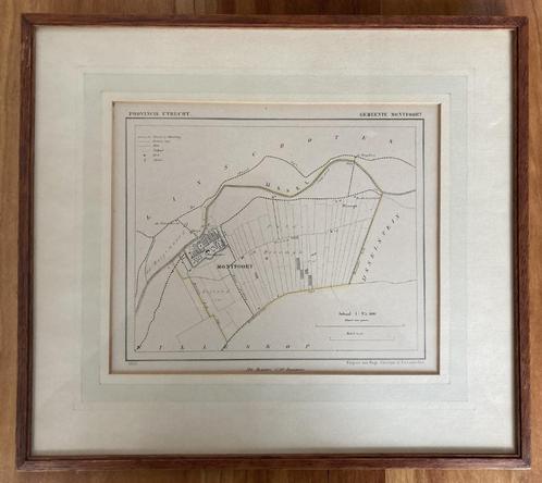Kuyperkaart van Gemeente Montfoort in lijst, Antiek en Kunst, Kunst | Etsen en Gravures, Ophalen of Verzenden