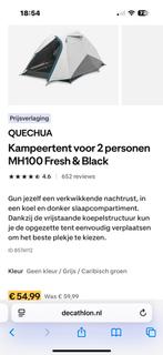 Quechua MH100 Fresh & Black 2 persoons tent, Ophalen of Verzenden, Nieuw, Tot en met 2