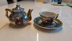 Vintage mini theeset – goud – 3-delig – decoratief, Antiek en Kunst, Ophalen of Verzenden
