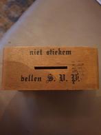 Spaarpot - Telefoongeld Vintage, Verzamelen, Spaarpotten, Ophalen of Verzenden, Gebruikt, Hout, Object of Gebouw