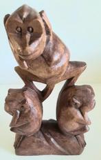 Groot hout beeld horen zien en zwijgen, Ophalen of Verzenden, Gebruikt, Dier