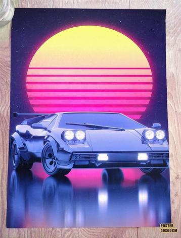 SYNTHWAVE Sun Lamo Muziek Poster Affiche 40x60cm beschikbaar voor biedingen