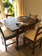 Antieke Oostenrijkse Eettafel met 4 Stoelen, Ophalen, Gebruikt, 100 tot 150 cm, Eikenhout