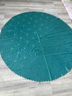 Groen rond tafelkleed met rozenmotief vintage, Ophalen of Verzenden, Gebruikt, Rond, Binnen