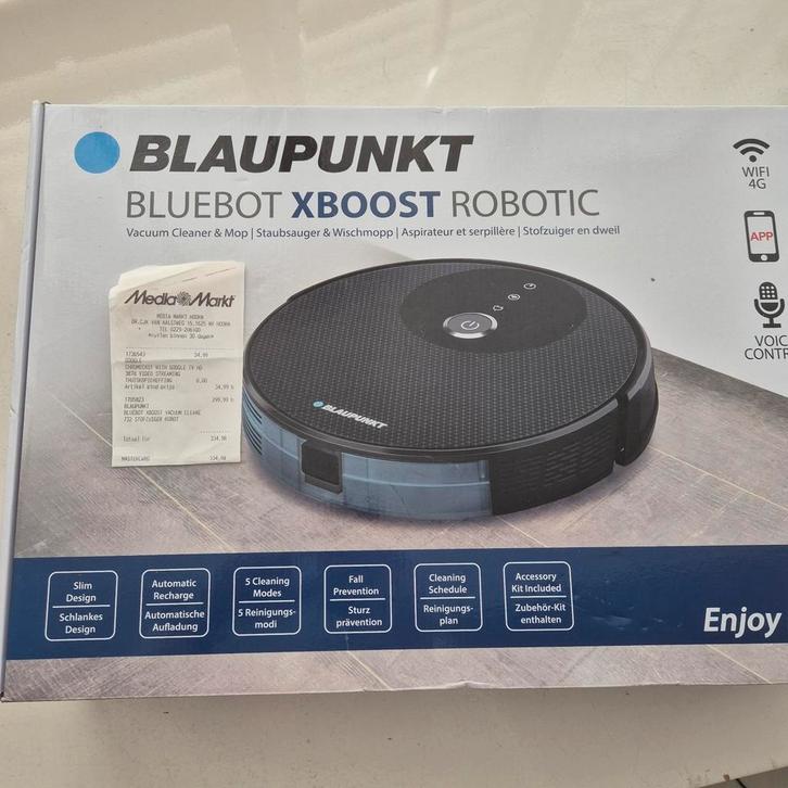 Blaupunkt Bluebot XBoost - Zo Goed Als Nieuw!, Witgoed en Apparatuur, Stofzuigers, Zo goed als nieuw, Robotstofzuiger, Reservoir