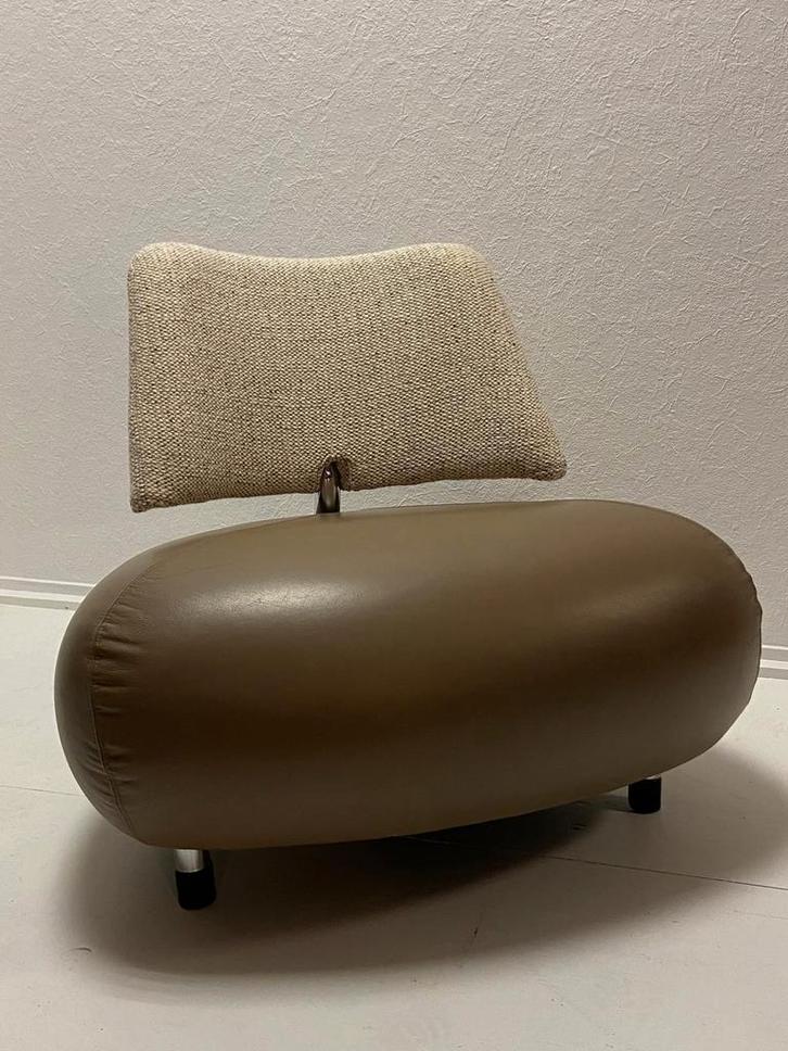 Leolux Pallone | Bruin vrige | Opnieuw gestoffeerd, Huis en Inrichting, Fauteuils, Gebruikt, Leer, Stof, 75 tot 100 cm, 75 tot 100 cm