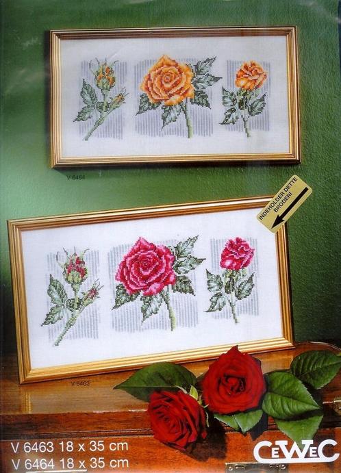 Cado OPRUIMING CEWEC BORDUURPAKKET, RODE BLOEMEN 6463, Hobby en Vrije tijd, Borduren en Borduurmachines, Nieuw, Borduurpakket