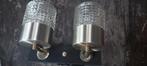 Vintage wandlamp dubbele wandlamp chrome met glas retro lamp, Ophalen of Verzenden, Gebruikt, Glas, Vintage wandlamp