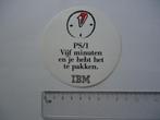 sticker oud IBM computer pc PS/1 tijd klok retro strip, Verzenden, Zo goed als nieuw, Bedrijf of Vereniging