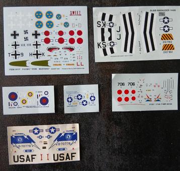 1:144 decals: B26B, F86F, Spitfire, P40E, P51B/C, USAF  beschikbaar voor biedingen