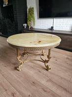 Hollywood Regency Salontafel Onyx & Messing koi, Ophalen, Gebruikt, 50 tot 100 cm, Rond
