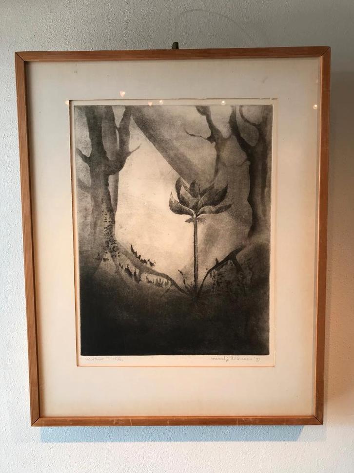 Ets Maartje Hillenaar 'Mastbos', Antiek en Kunst, Kunst | Etsen en Gravures, Ophalen