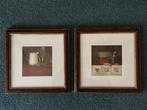 2 Mooie prenten in mooie lijst met passe partout. Z.G.A.N., Huis en Inrichting, Minder dan 50 cm, Overige typen, Ophalen of Verzenden