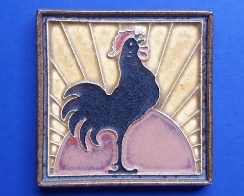 Porceleyne Fles cloisonne tegel kraaiende haan (F19-20) 11,5, Antiek en Kunst, Antiek | Wandborden en Tegels, Verzenden