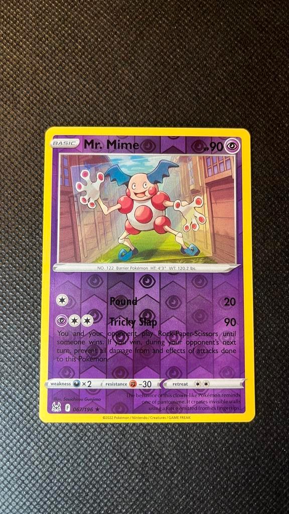 Mr. Mime 067/196 Reverse Holo Lost Origin NM, Hobby en Vrije tijd, Verzamelkaartspellen | Pokémon, Zo goed als nieuw, Ophalen of Verzenden