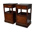 Set van 2 mahonie nachtkastjes met glasplaat, Ophalen of Verzenden