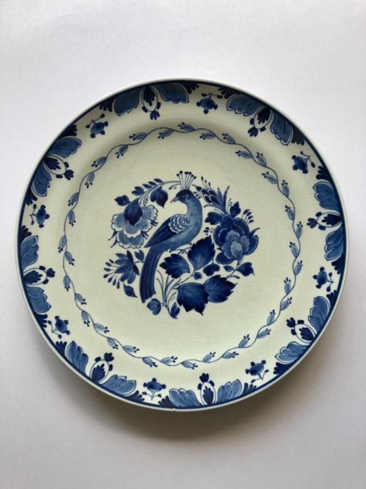 Delfts Blauw wandbord met paradijsvogel (1926), Antiek en Kunst, Antiek | Wandborden en Tegels, Ophalen