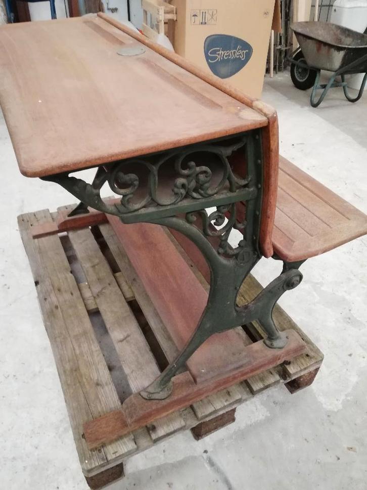 Supergave antieke lessenaar met opklapbaar bankje voorzijde, Antiek en Kunst, Curiosa en Brocante, Ophalen