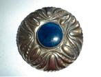 Grote zilveren Jugendstil broche met lapis lazuli 800, Ophalen, Zilver, Broche