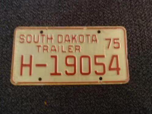 Kentekenplaat licenseplate South Dakota Trailer 1975 USA, Verzamelen, Automerken, Motoren en Formule 1, Gebruikt, Auto's, Verzenden