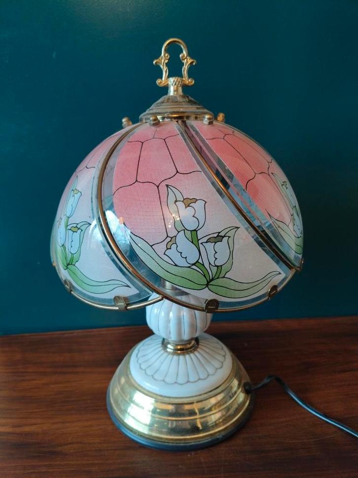 Vintage brocante tafellamp tulpdesign, Huis en Inrichting, Lampen | Tafellampen, Gebruikt, Ophalen of Verzenden