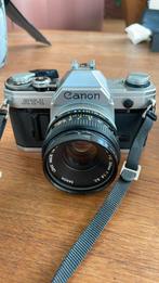 Canon AT-1 camera, spiegelreflex met 28 en 50 mm lens., Spiegelreflex, Canon, Gebruikt, Ophalen of Verzenden