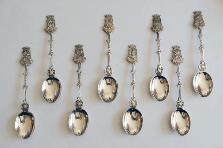 Lepeltjes Zilver Provincies Nederland Douwe Egberts, Antiek en Kunst, Antiek | Bestek, Ophalen of Verzenden