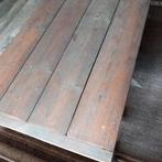 Grote houten landelijke sobere salontafel robuust, Ophalen, 50 tot 100 cm, Zo goed als nieuw, Minder dan 50 cm