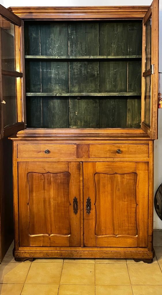antiek mahonie buffetkast, 2 delig,, Huis en Inrichting, De doofpot, Antiek biedermeier, Ophalen of Verzenden, 25 tot 50 cm