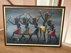 Afrikaans Schilderij Dansende Stam, Ophalen of Verzenden