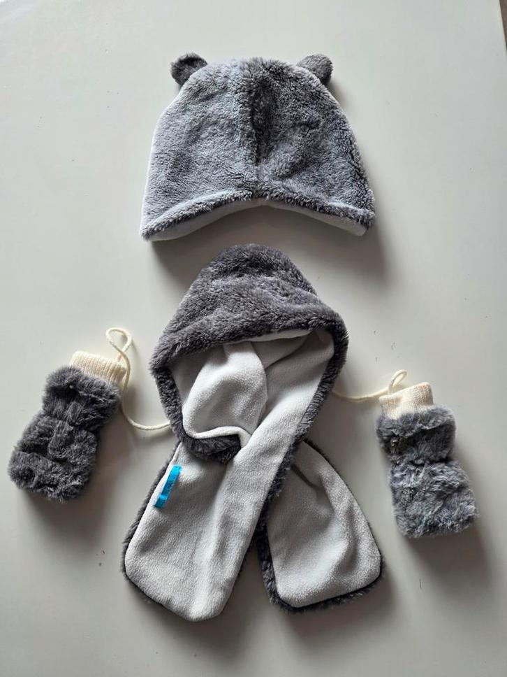 Baby Set: Muts, Wantjes & Sjaal - maat 62 t/m 80, Kinderen en Baby's, Babykleding | Mutsen, Sjaals en Wanten, Zo goed als nieuw