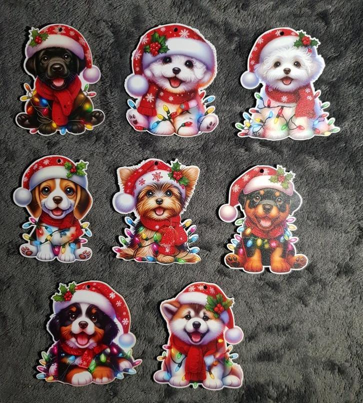 Houten Kerst Hangers - Hondjes, Diversen, Kerst, Zo goed als nieuw, Ophalen of Verzenden