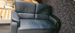 2 zits bank blauw runder leer, Ophalen, ., Tweepersoons, Zo goed als nieuw