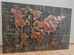 Schilderij "wereld"  hout/metaal, Huis en Inrichting, Woonaccessoires | Schilderijen, Tekeningen en Foto's, Ophalen, Zo goed als nieuw