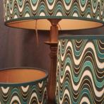 Handgemaakte lampenkappen retro vintage stijl groen blauw, Rond, Nieuw, Ophalen of Verzenden, Groen