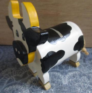 leuke originele houten spaarpot KOE beschikbaar voor biedingen