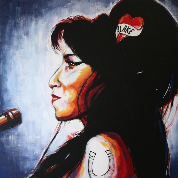 Schilderijen Lenny Kravitz, Amy Winehouse & Mick Jagger, Antiek en Kunst, Kunst | Schilderijen | Modern, Ophalen