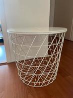 Bijzettafel / opbergmand wit, Ophalen, Minder dan 55 cm, Rond, Zo goed als nieuw