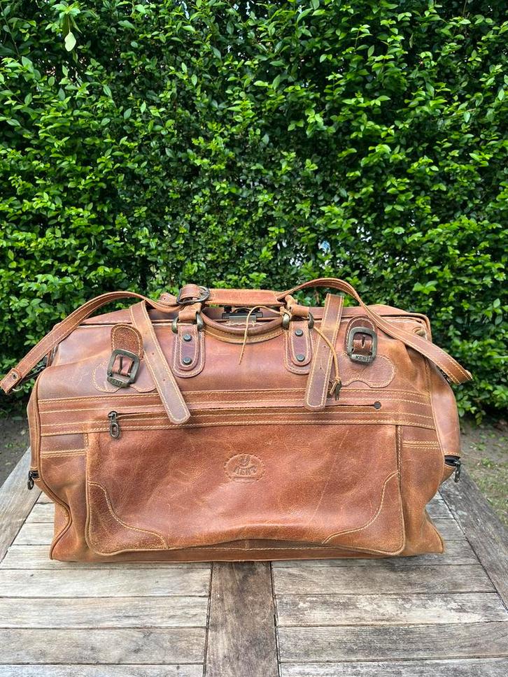 Leren reistas KENT, Sieraden, Tassen en Uiterlijk, Tassen | Reistassen en Weekendtassen, Ophalen of Verzenden