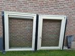 2x Hardhouten kozijn, Doe-het-zelf en Verbouw, Gebruikt, Raamkozijn, Inclusief glas, 75 tot 150 cm