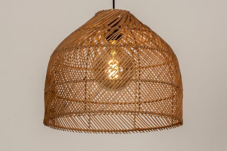 rotan riet hanglamp 42cm bohemian ibiza woonstijl lamp, Huis en Inrichting, Lampen | Hanglampen, Nieuw, Minder dan 50 cm, Ophalen of Verzenden