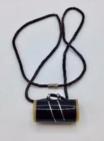 Vintage Afrikaanse Tuareg ketting zilver parelmoer hoorn, Verzenden, Zilver, Ketting